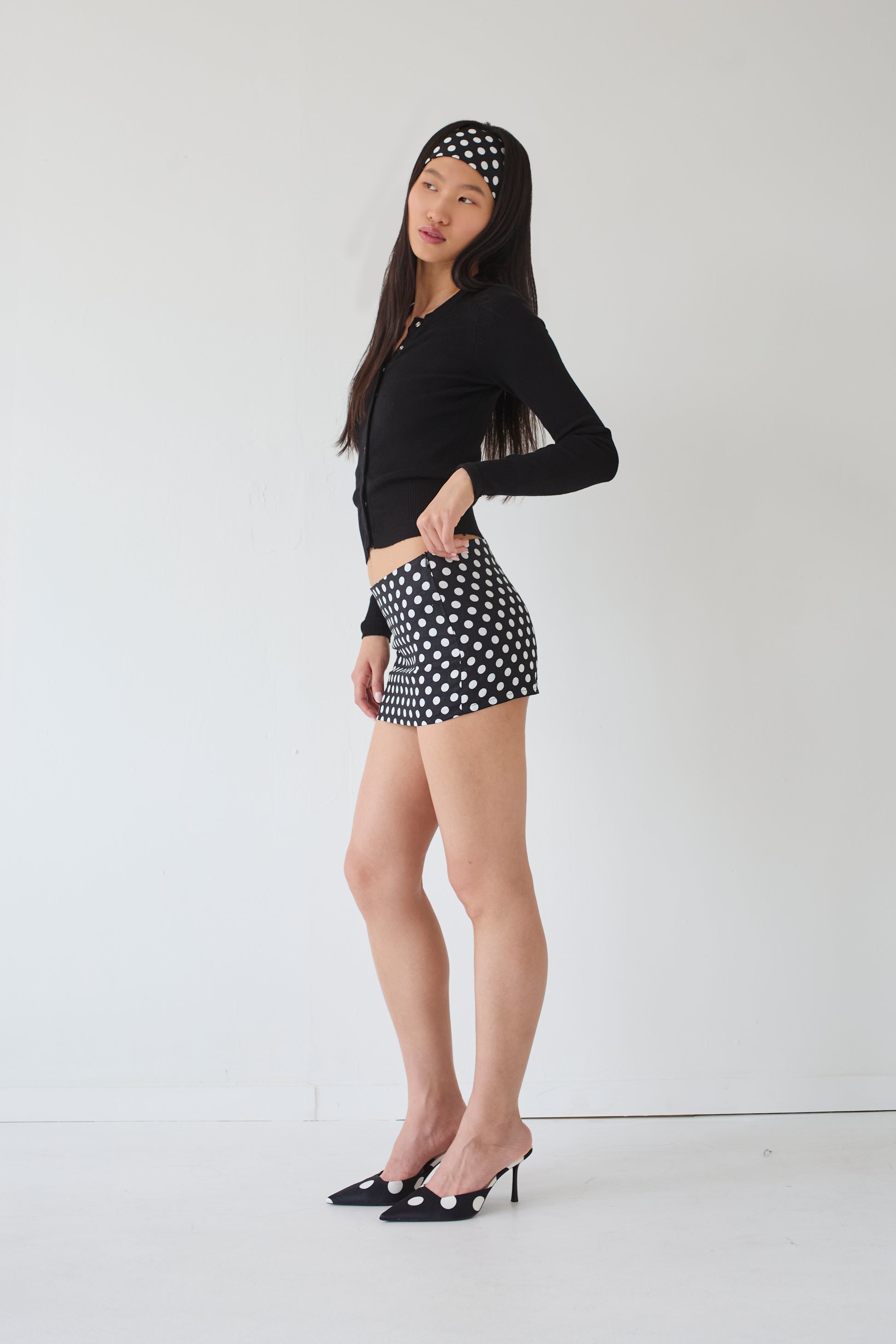 ASTRA polka dot micro mini skirt black