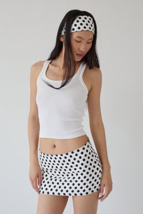 ASTRA polka dot micro mini skirt white
